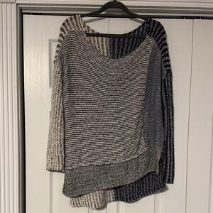 Free People Striped Sweater - Cream and Blue